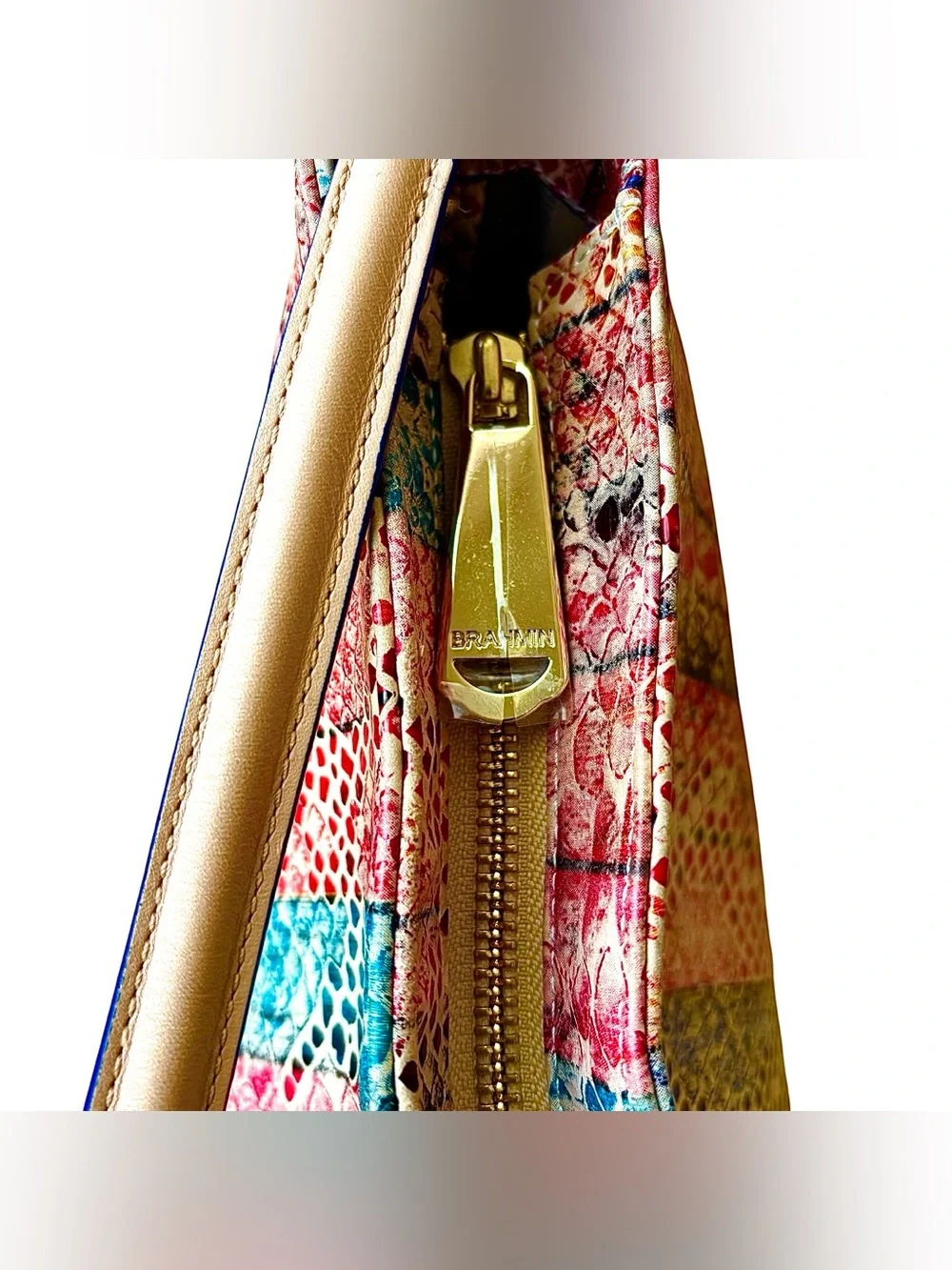 BRAHMIN Multicolored Snakeskin Print Leather Hobo
